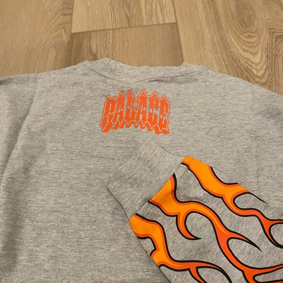 PALACE RAVEDIGGER LONGSLEEVE Shirt Gray Grey Marl Orange Flame Men’s Size Small - Picture 3 of 7